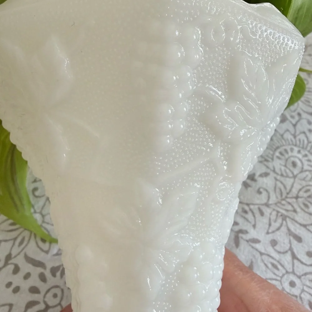 Vintage Milk Glass Hobnail Pedestal Vase | Scalloped Edge Floral Decor
